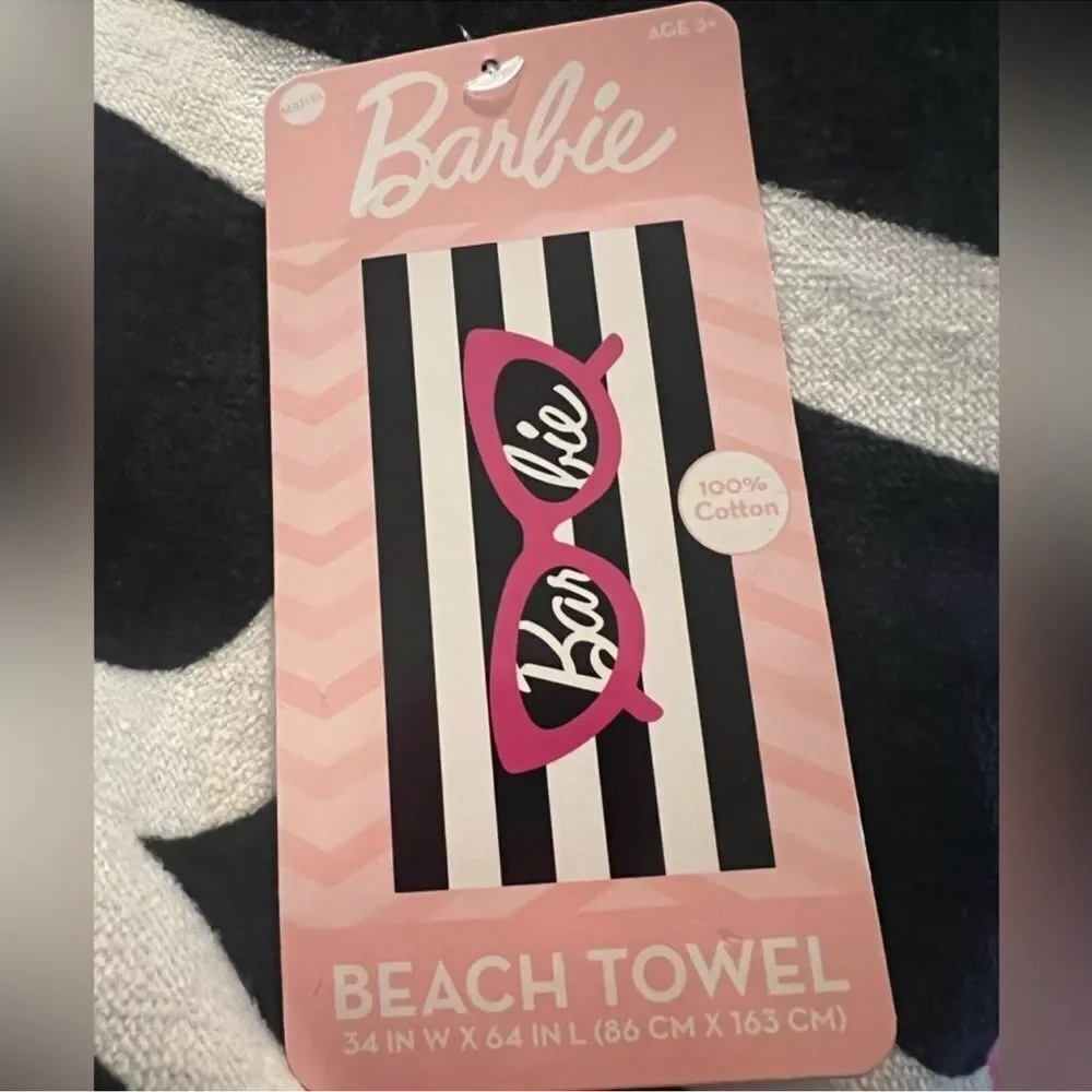 Barbie Black and White Stripe Beach Towel‎